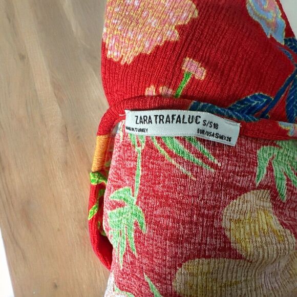 Zara Trafaluc Collection Floral Wrap Blouse Multi-Color Summer Bright Size Small - Picture 3 of 4